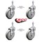 Service Caster 5 Inch Gray Polyurethane Wheel Swivel 3/8 Inch Threaded Stem Caster Set SCC SCC-TS20S514-PPUB-381615-4 - alternate 2